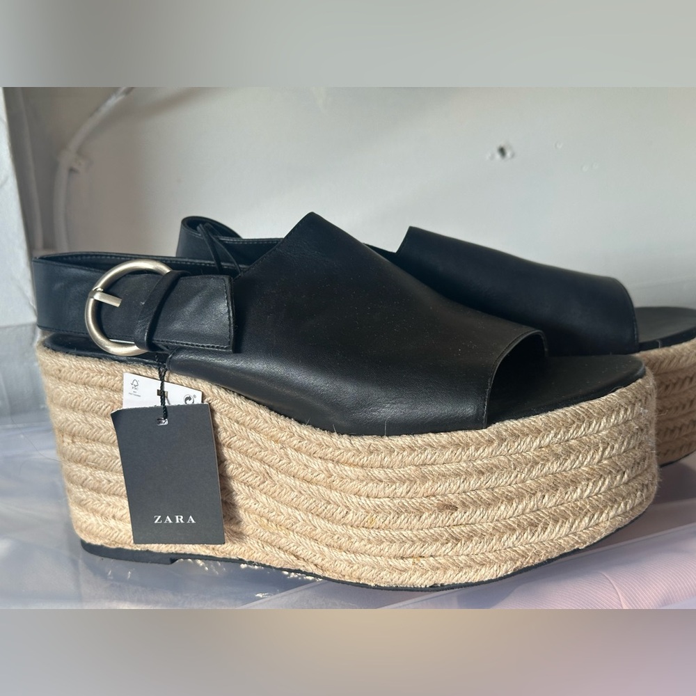 Zara real leather platform shoes
